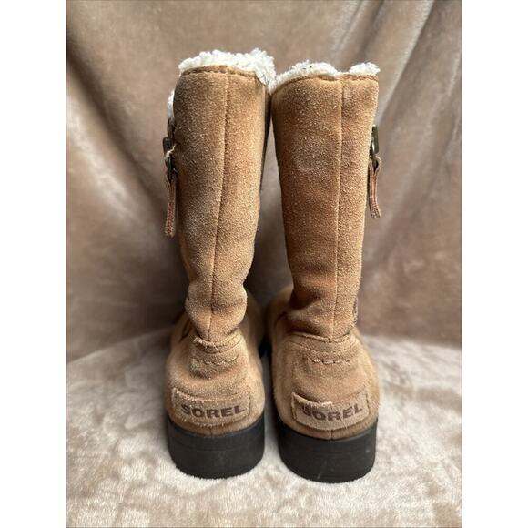 Sorel Youth Emelie Foldover NY2958-224 Boots Side Zip Camel Brown Kids Size 2 - Picture 4 of 8